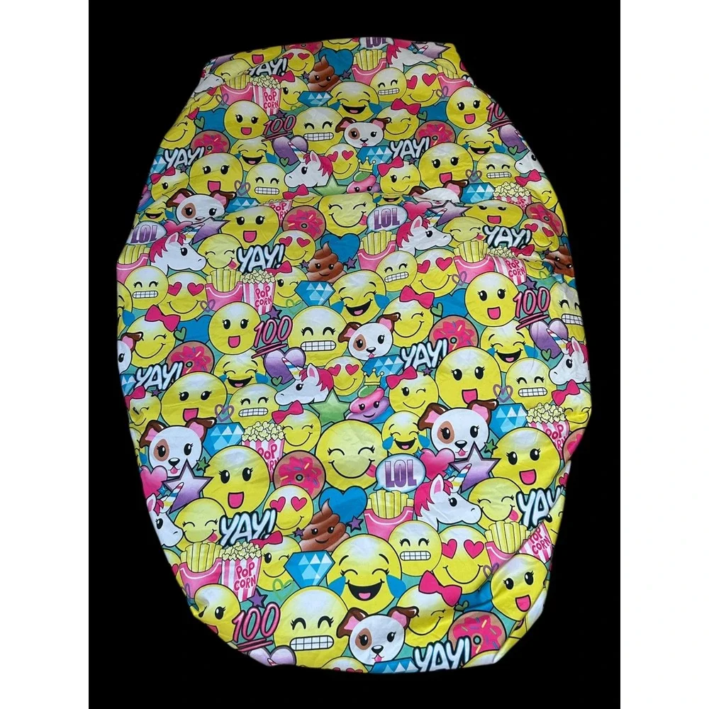 Justice Girls Emoji Print Fitted SheetTwin Yellow Multi Unicorn LOL YAY